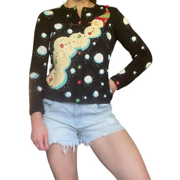 Berek Chirstmas Snowman Cardigan - Picture 1 of 12